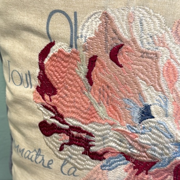 Pillow floral French decorative feathers fill cotton cover zipped - Picture 8 of 8